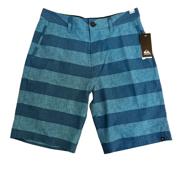 Quiksilver Mens Amphibian Board Shorts Swim Surf Trunks Blue Stripe Sz 30x20 - Picture 1 of 4
